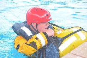 LIfe saving education before to install equipment for oil reclamation at offshore electricity substation